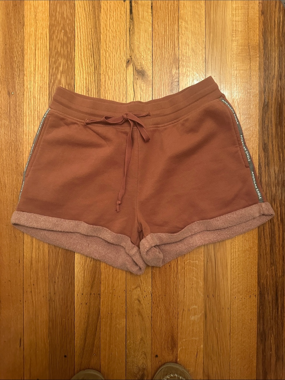 American Eagle Outfitters Rust-Coral Drawstring Athletic Shorts